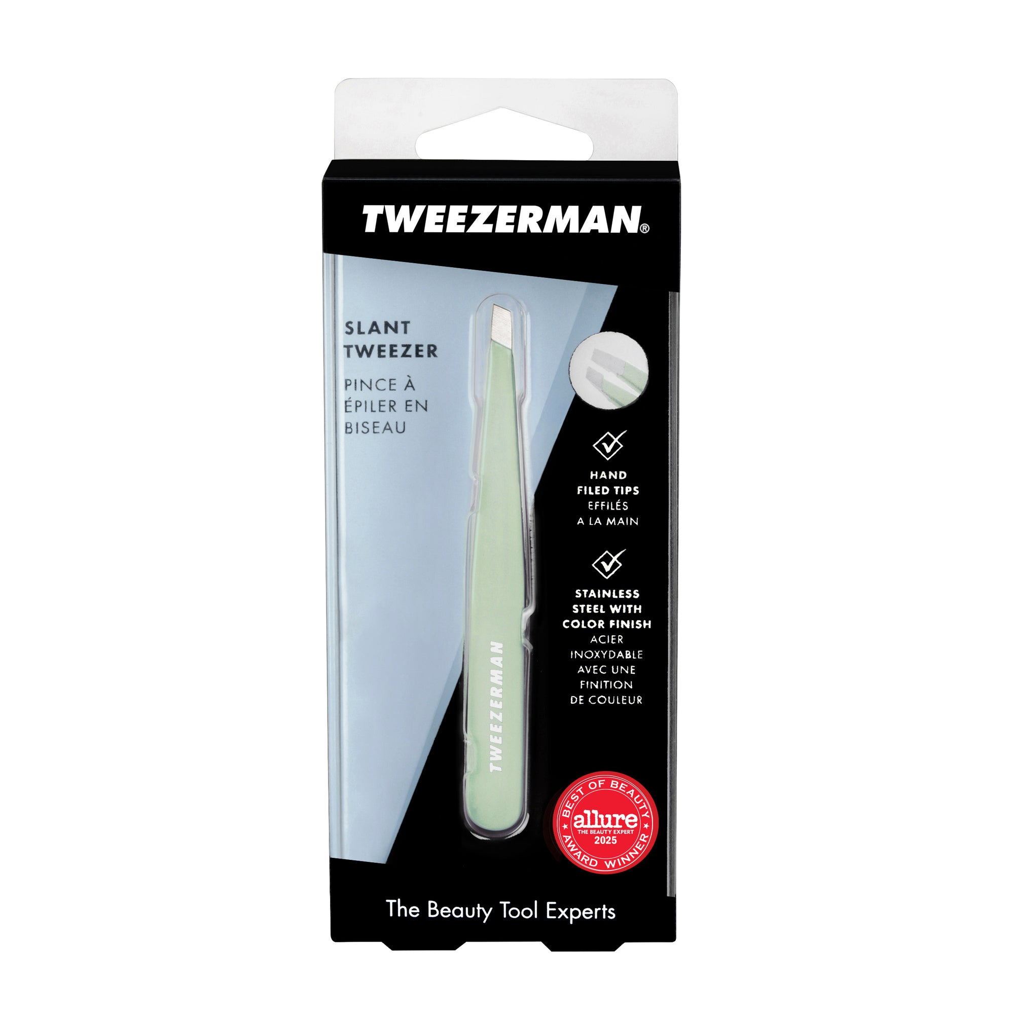 Front of Packaging for Pistachio Full Slant Tweezer